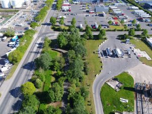 Vue aérienne de l'arboretum du Port de Gennevilliers